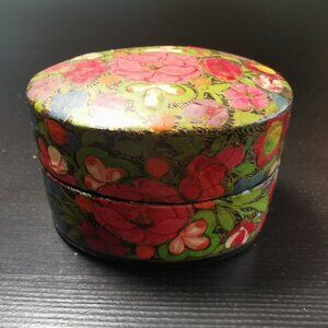 Kashmiri Art Papier Mache - Oval Box, Small, Multicoloured